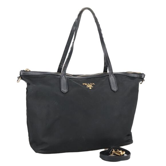 PRADA Tote Bag Nylon Black Silver - Picture 1 of 16